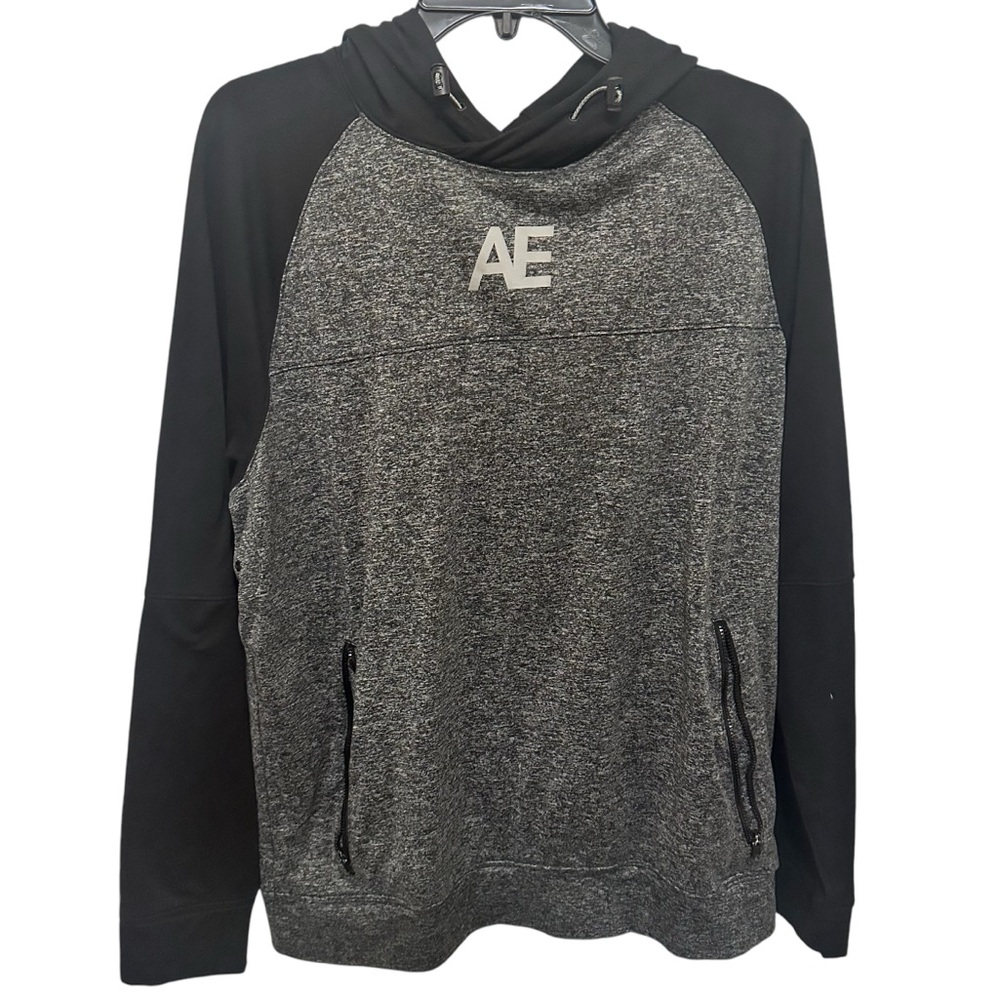American Eagle Outfitters Men's Black and Gray Hoodie preowned size large